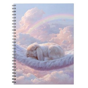 Sleeping Bunny Fluffy Cloud Rainbow Notebook
