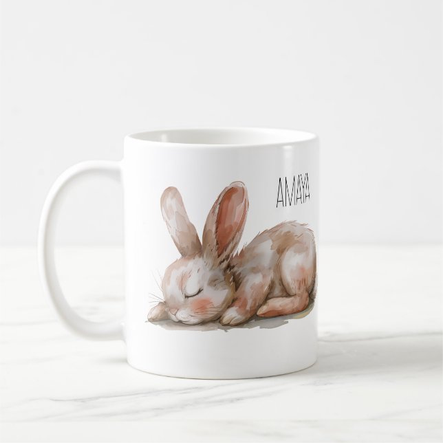 Sleeping Bunny Neutral Colours Coffee Mug (Left)