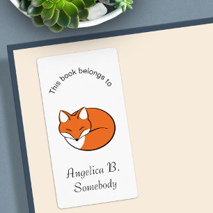 Sleeping Cartoon Fox Bookplate