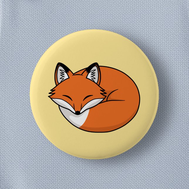 Sleeping Cartoon Fox on Yellow 6 Cm Round Badge (Creator Uploaded)