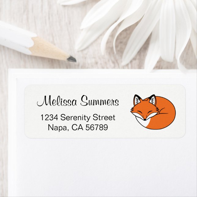 Sleeping Cartoon Fox Return Address Label (Insitu)