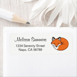 Sleeping Cartoon Fox Return Address Label