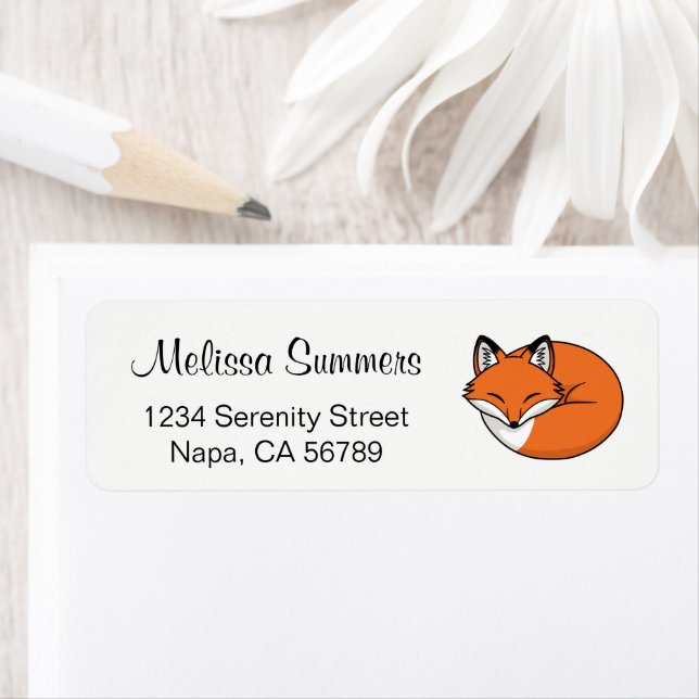 Sleeping Cartoon Fox Return Address Label (Insitu)