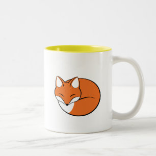 Sleeping Cartoon Fox Two-Tone Coffee Mug