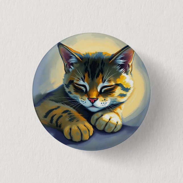 Sleeping cat 3 cm round badge (Front)
