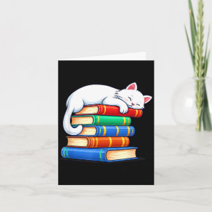 Sleeping cat and books cute funny cosy book lovers card