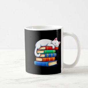Sleeping cat and books cute funny cosy book lovers coffee mug