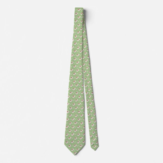Sleeping Cat and Fish Bone Pattern I Tie (Front)