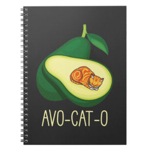 Sleeping Cat Avocado Cute Vegetable Animal Pun Notebook
