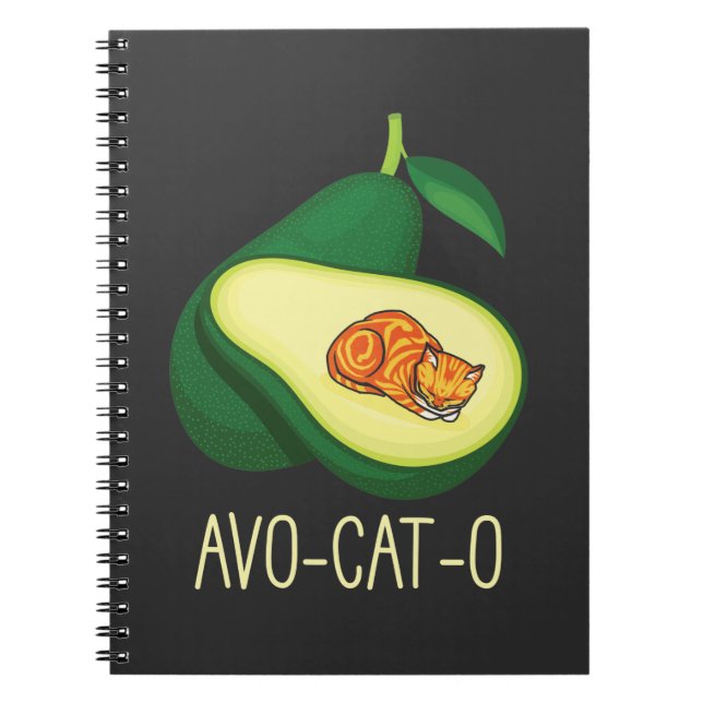 Sleeping Cat Avocado Cute Vegetable Animal Pun Notebook (Front)