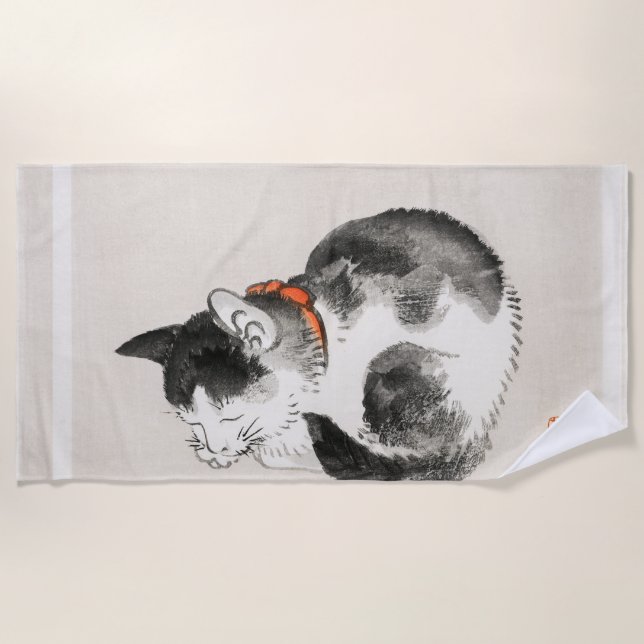 Sleeping Cat Beach Towel (Front)