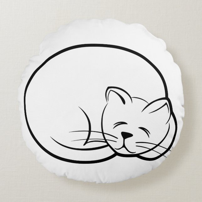 SLEEPING CAT DOLL ROUND PILLOW (Front)