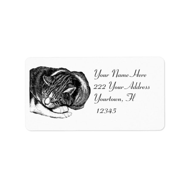 Sleeping cat drawing  Address Label (Front)