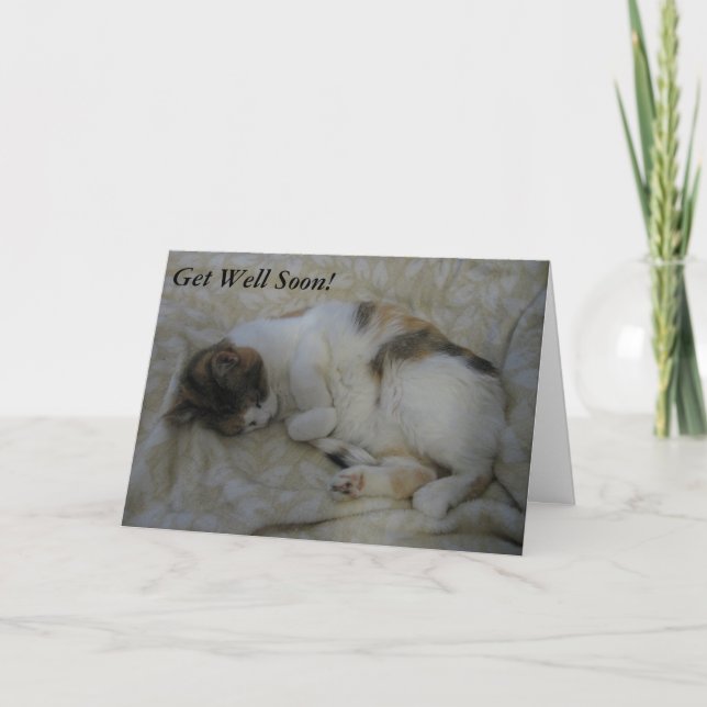 Sleeping Cat Get Well Soon Card #2 (Front)