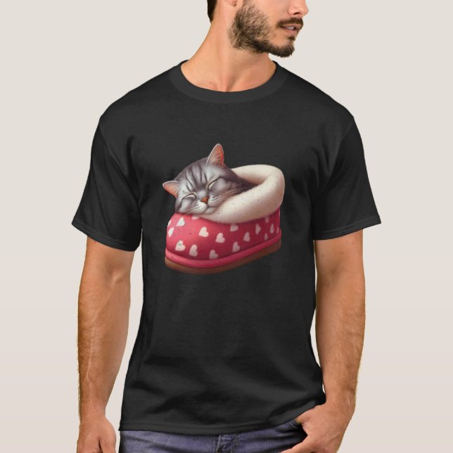 Sleeping Cat in Slipper T-Shirt (Front)