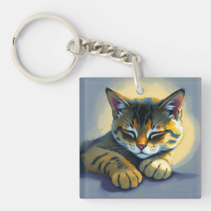 Sleeping cat key ring