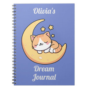 Sleeping Cat On A Moon Dream Journal Custom