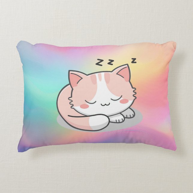 Sleeping cat pastel background decorative cushion (Front)