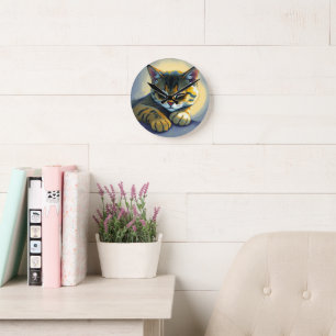 Sleeping cat round clock