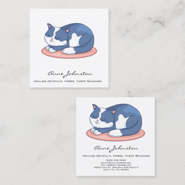 Sleeping Cat Square Business Card (Front/Back)