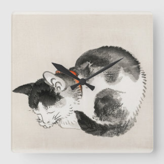 Sleeping Cat Square Wall Clock