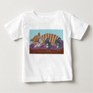 Sleeping Cat with Sneaky Mice T-Shirt