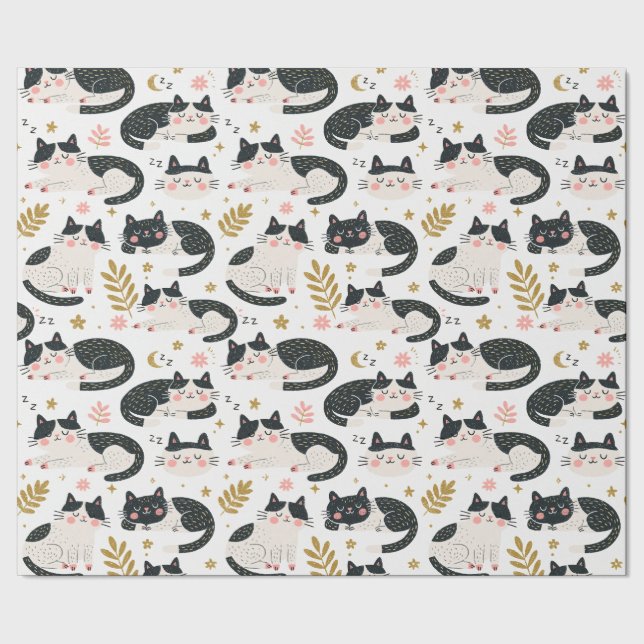 Sleeping Cats Wrapping Paper (Seam)