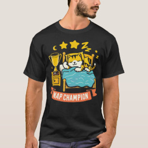 Sleeping Champion Funny Lazy Nap Cat T-Shirt