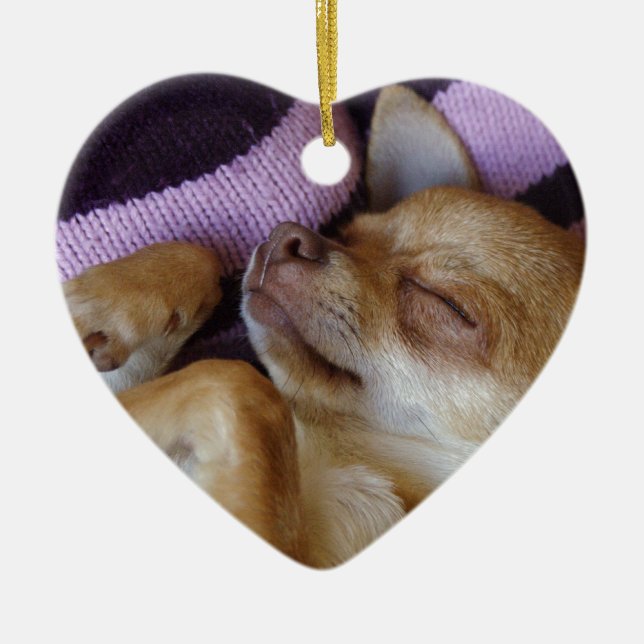 Sleeping Chihuahua Ceramic Ornament (Front)
