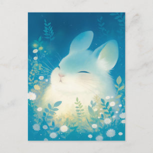 Sleeping Chinchilla in Starry Night Flower Meadow Postcard
