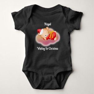 Sleeping Christmas Bear Cub Baby Bodysuit