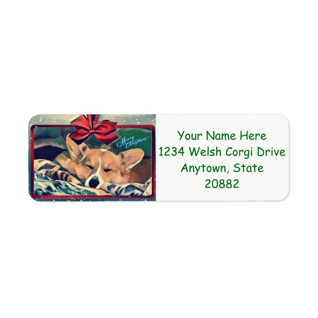Sleeping Christmas Corgi Return Address Label (Front)