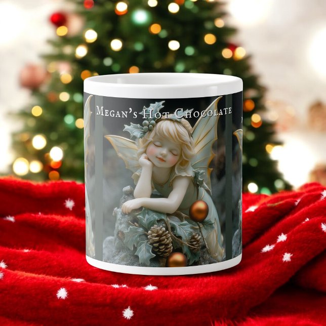 Sleeping Christmas Fairy Holly Pinecones Large Coffee Mug (Creator Uploaded)