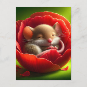 Sleeping Cute Mouse  Postcard