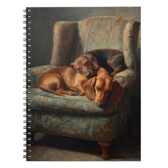 Sleeping Dachshunds Cozy Notebook (Front)