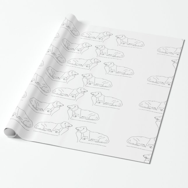 Sleeping Daschund Dog Wrapping Paper (Unrolled)