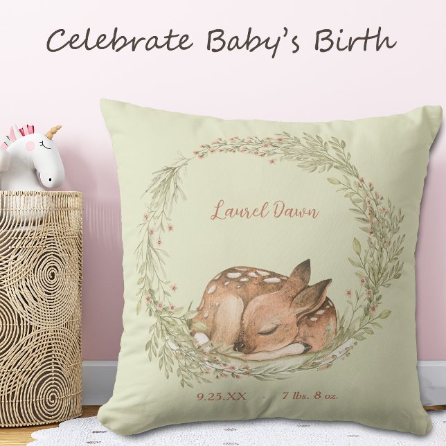 Sleeping Deer Fawn Spring Leaf Wreath  Cushion (Creator Uploaded)