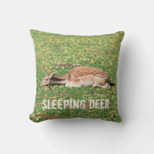Sleeping Deer in hibernation in autumn on meadow Cushion
