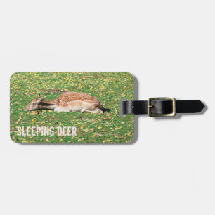 Sleeping Deer in hibernation in autumn on meadow Luggage Tag
