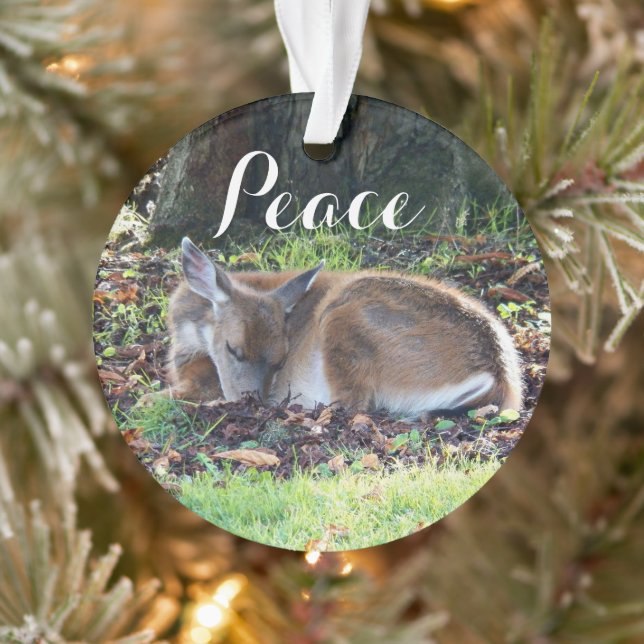 Sleeping Deer Peace Holiday Ornament (Tree)