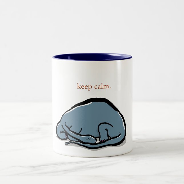sleeping dinosaur - customisable Two-Tone coffee mug (Center)