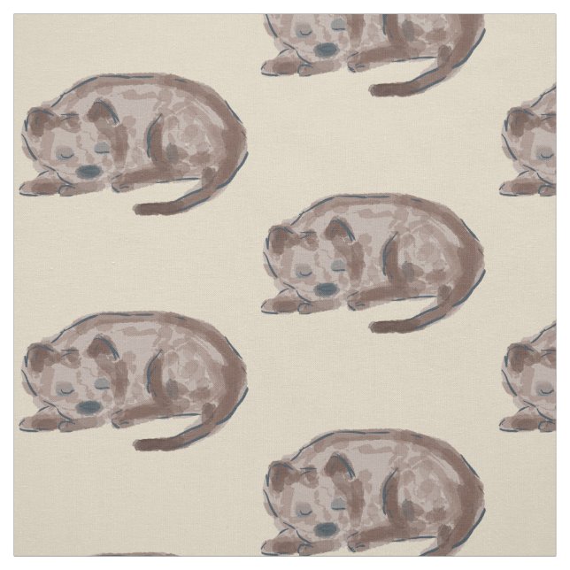 Sleeping Dog Illustration Fabric (Swatch)