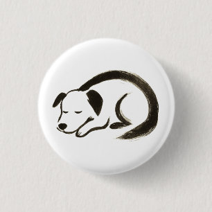 Sleeping Dog – Ink Brush Comfort on 3 Cm Round Badge