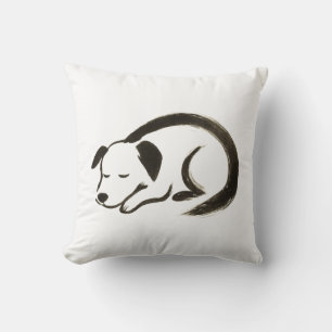 Sleeping Dog – Ink Brush Comfort on Cushion