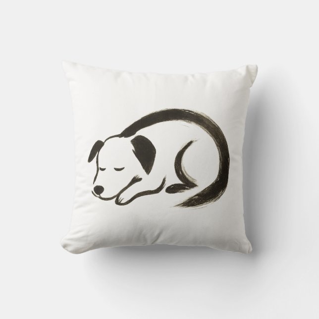 Sleeping Dog – Ink Brush Comfort on  Cushion (Front)