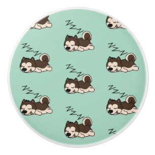 Sleeping Dog Siberian Husky Animal Lover ZZZ Pet Ceramic Knob