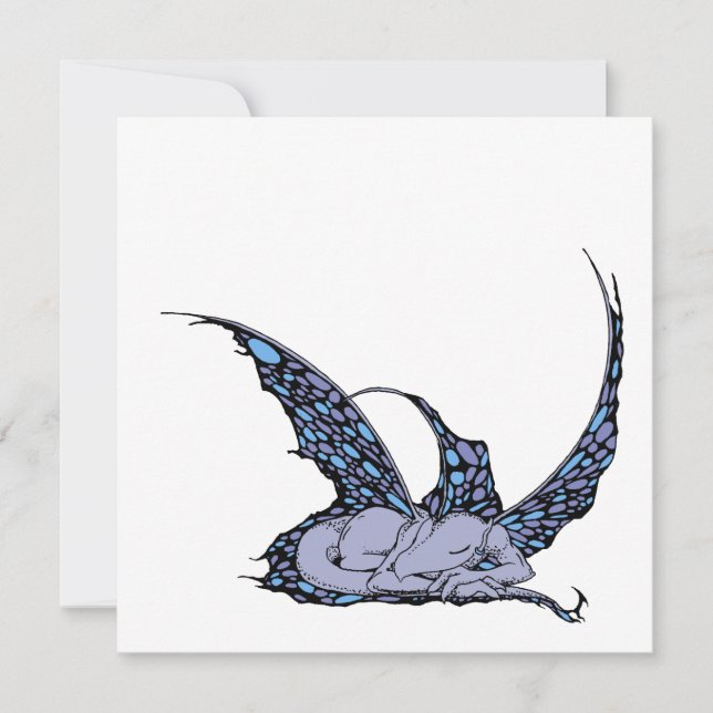 Sleeping Dragonette (Blue) Invitations (Front)