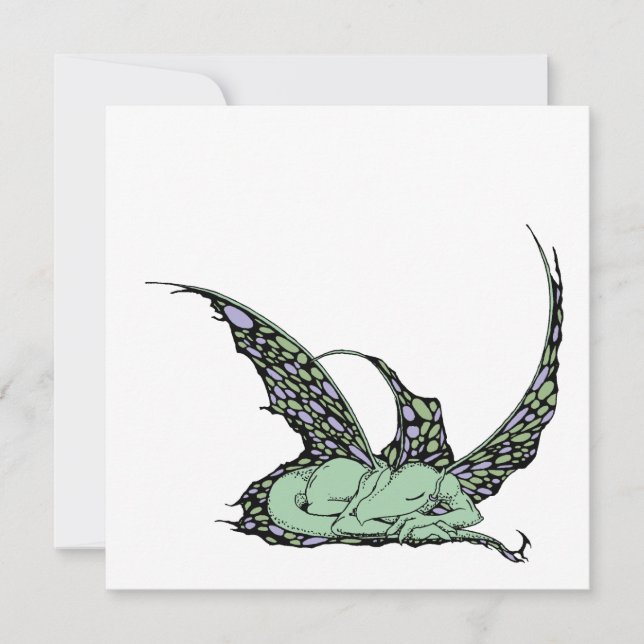 Sleeping Dragonette (Green) Invitations (Front)