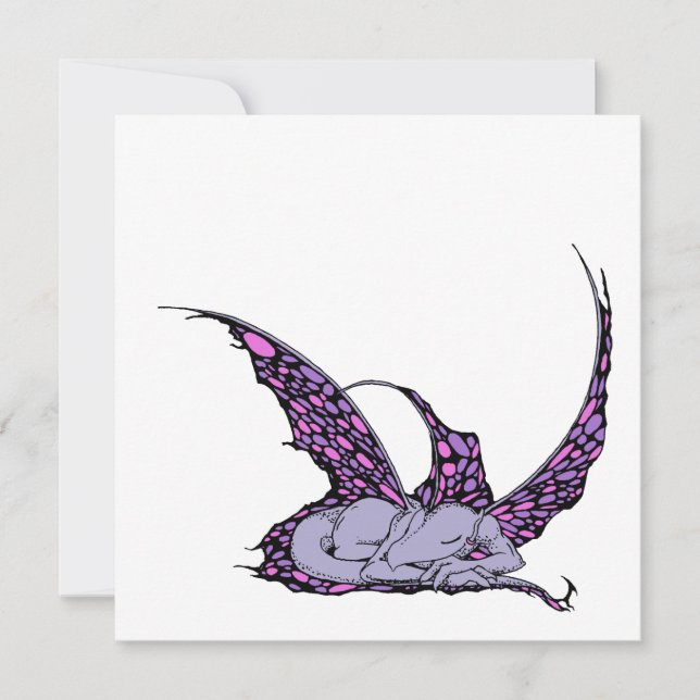 Sleeping Dragonette (Purple) Invitations (Front)