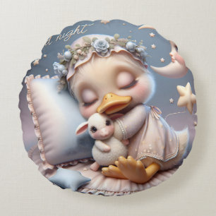 Sleeping Duck with a Sheep, Collection by Natasha Round Cushion